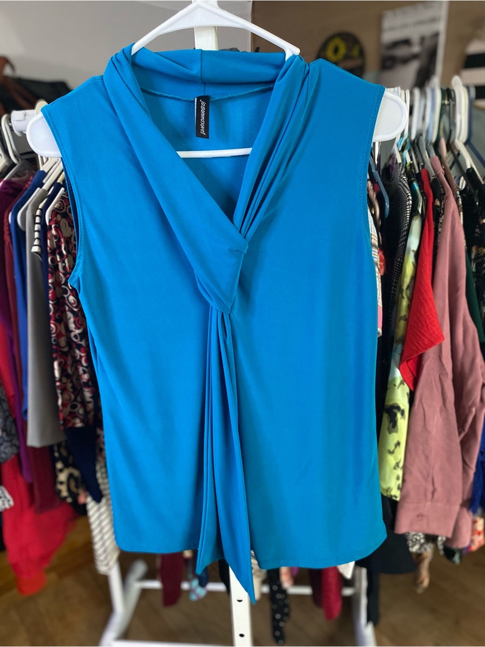 jason maxwell Teal Blue Sleeveless Tie-Front Camisole